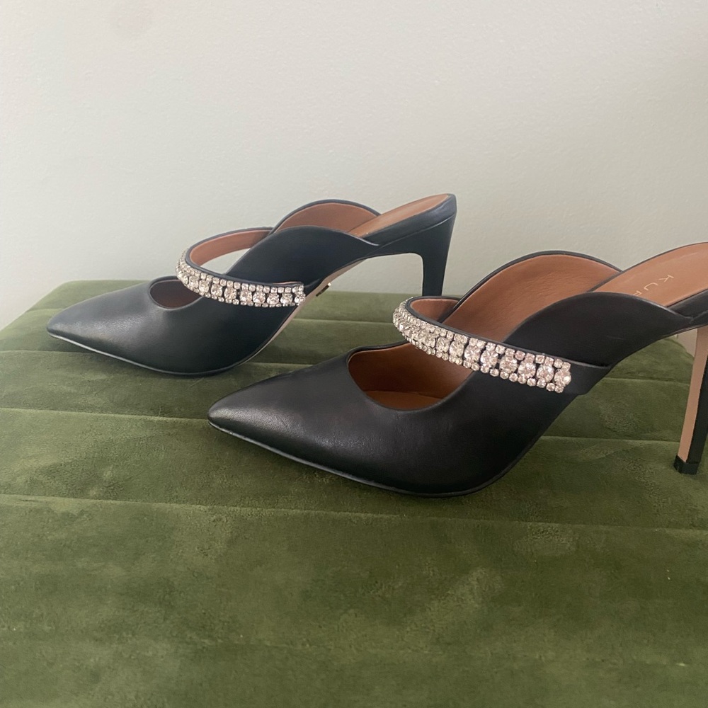 Kurt Geiger Duke Black Crystal Strap Mules - Picture 9 of 13